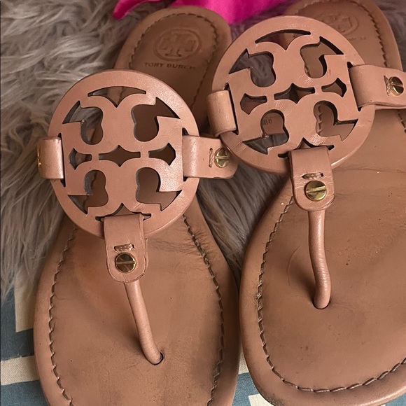 Tory Burch Brown Leather Sandals..sitting in closet MAKE an offer. - Picture 4 of 6